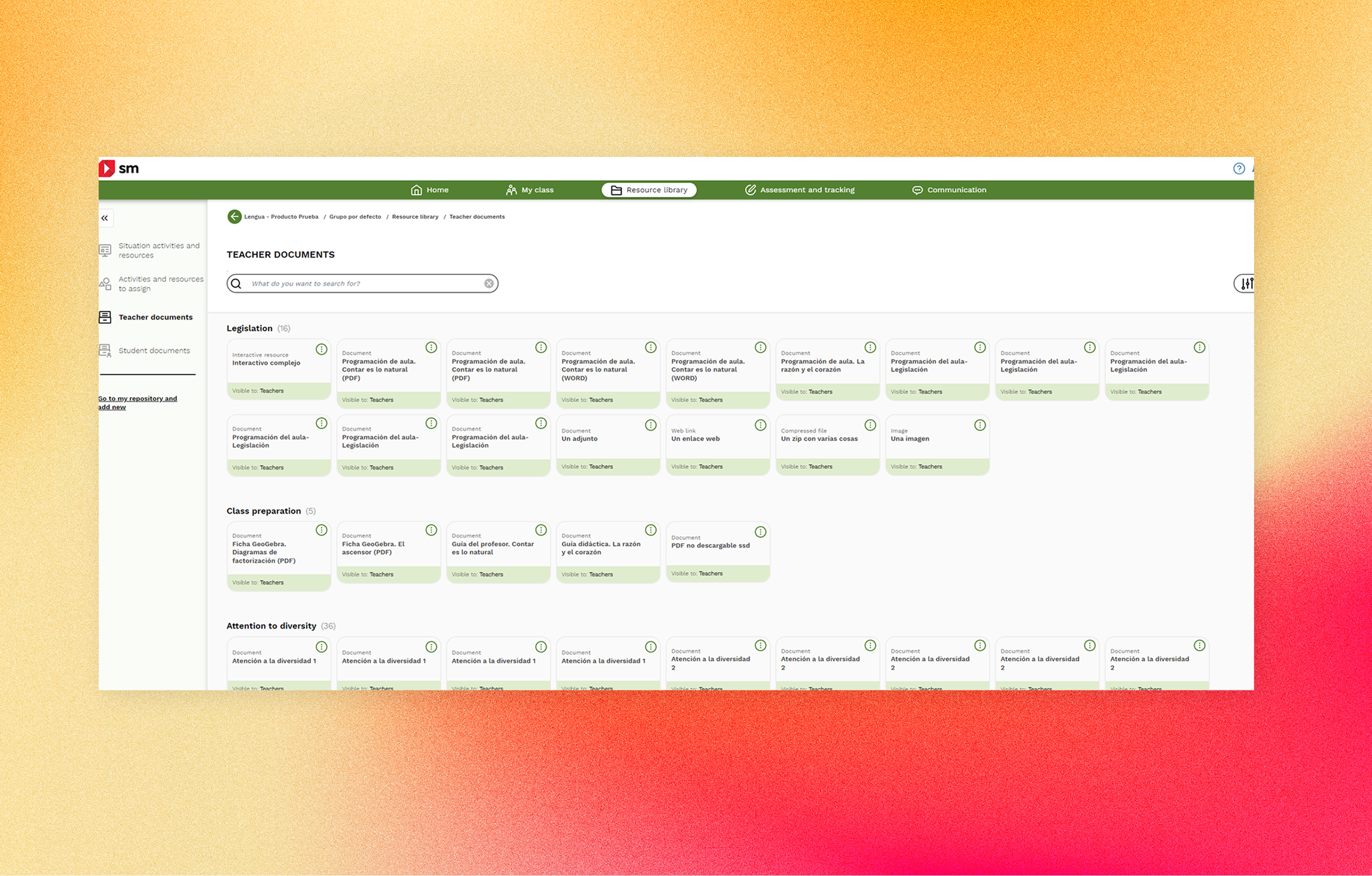 Previous library interface — desktop view